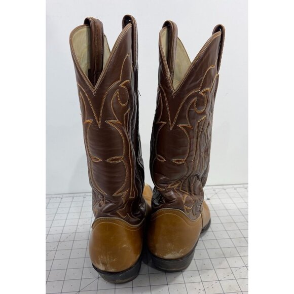Vintage Tony Lama Cowboy Boots Men's Sz. 8.5 D Brown Leather Western Style - Picture 3 of 16